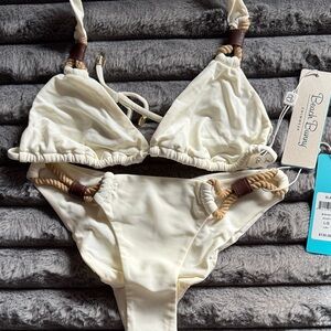 Beach Bunny Cream and Brown Bikini Set